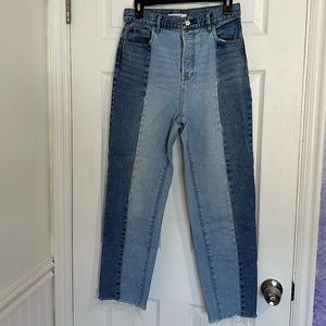 PACSUN two tone quilted crop jeans